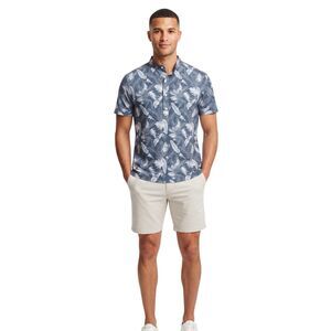 Coofandy Feather Print Shirt Blue Size L
